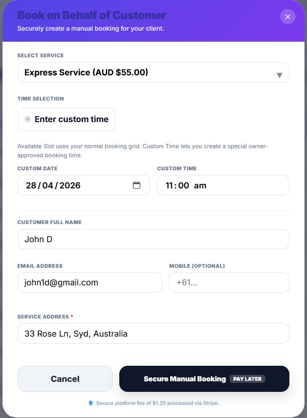 SoloPayLink booking confirmation email shown in a clean premium email layout